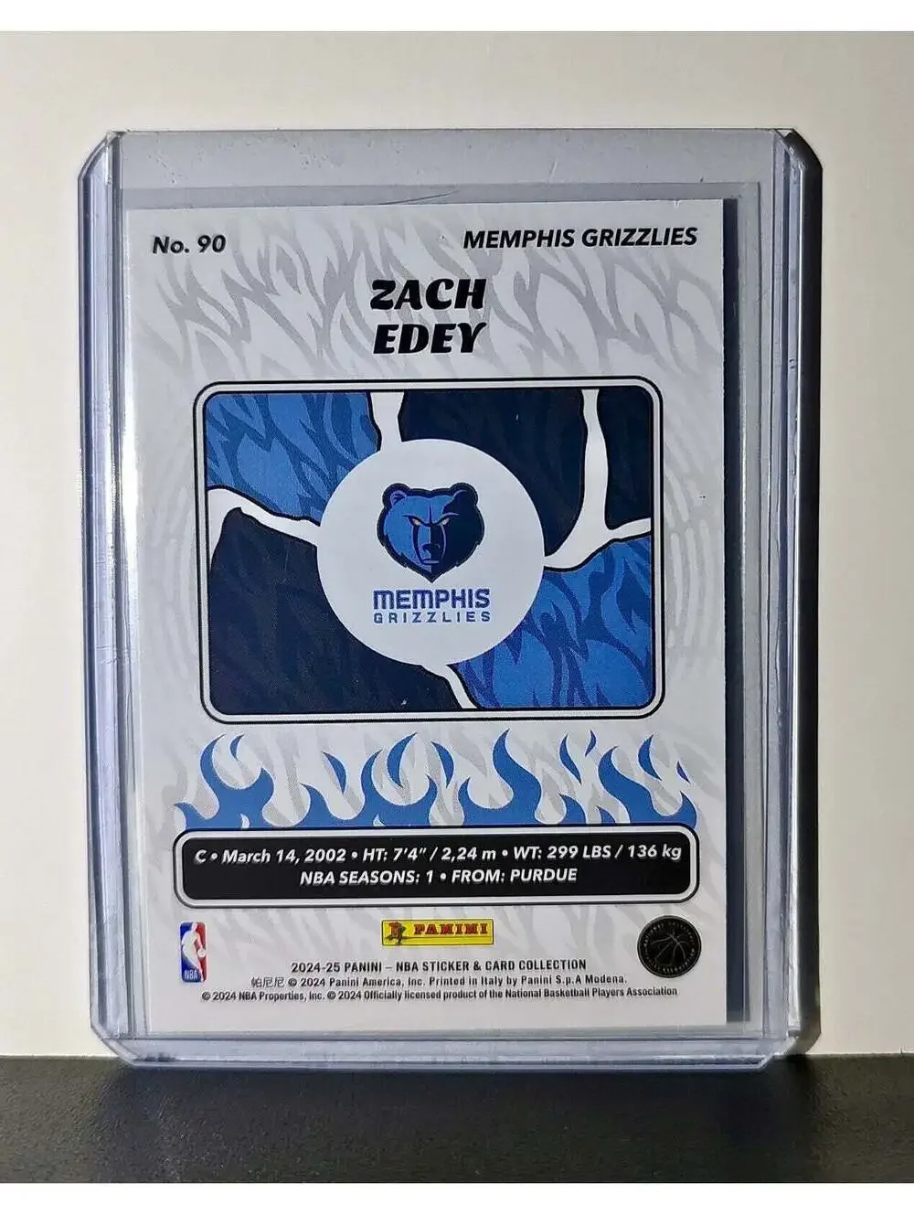 Zach Edey Rookie 2024-25 Panini NBA #90 Foil Sticker Card Memphis Grizzlies